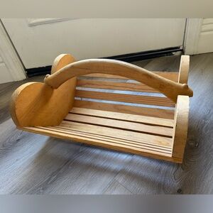 Decorative heart shaped wooden basket with handle